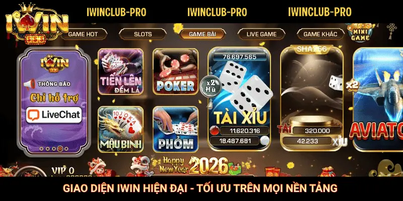 Giao diện iWin đẳng hiện đại, tối ưu trên mọi nền tảng